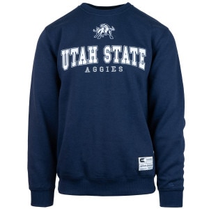 Men's Utah state aggies bull logo with colosseum patch navy crew sweatshirt